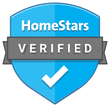 A blue shield with the word " homestars verified ".